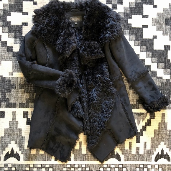 Fabulous Furs Jackets & Blazers - Black Vegan Long Boho Faux Shearling Fur Coat